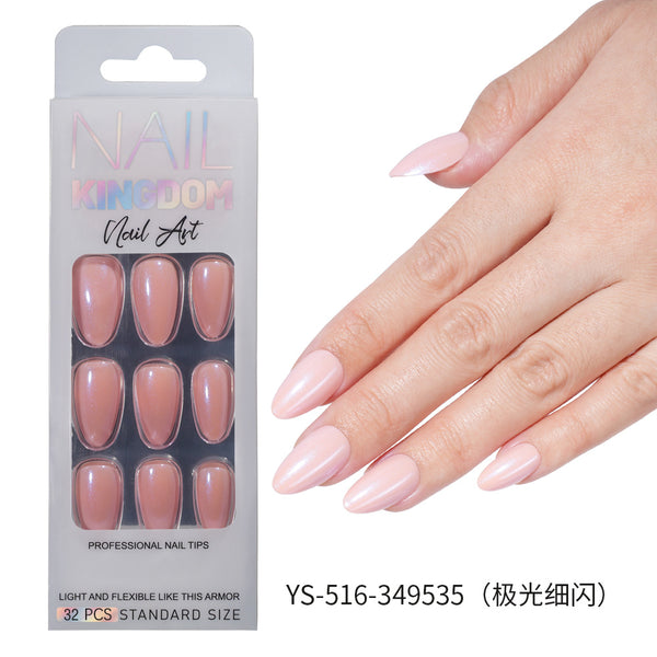 32 Pcs Aurora fine flash short almond manicure