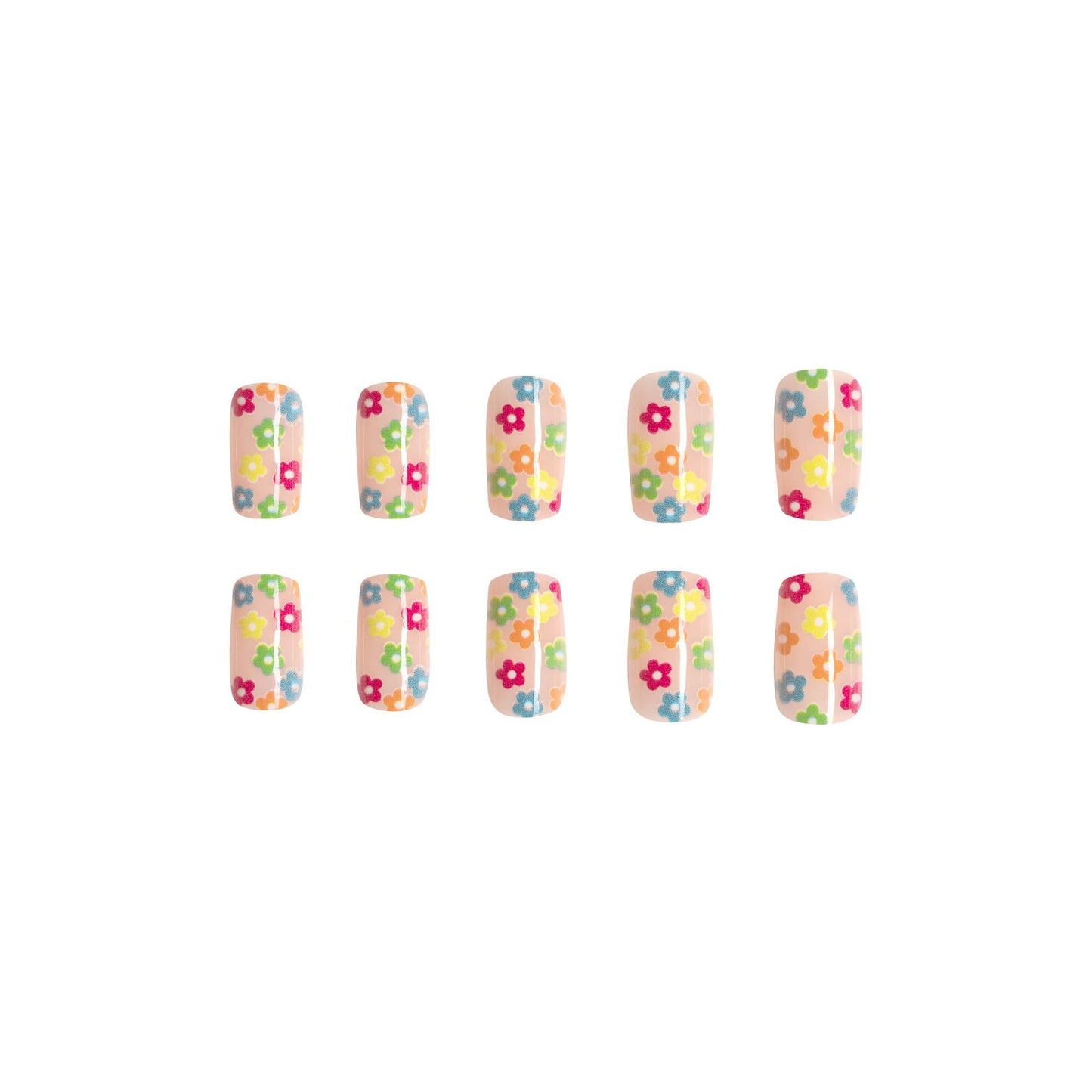 White small flower false nails