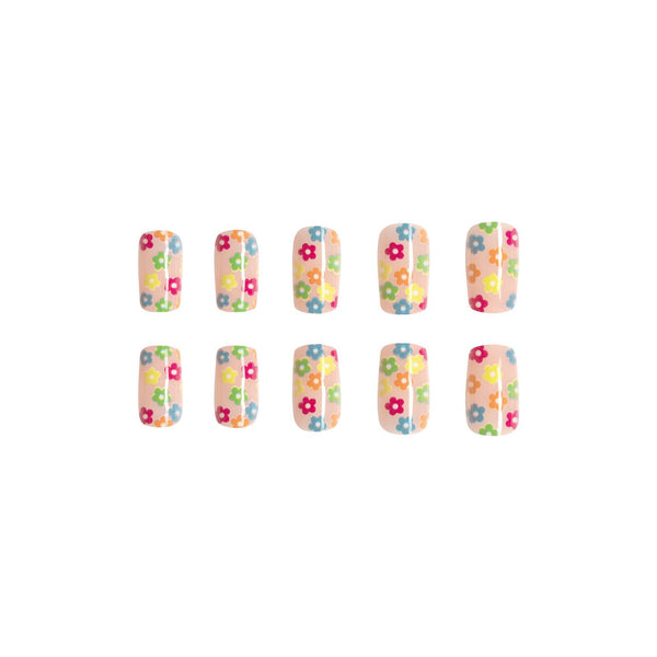 White small flower false nails