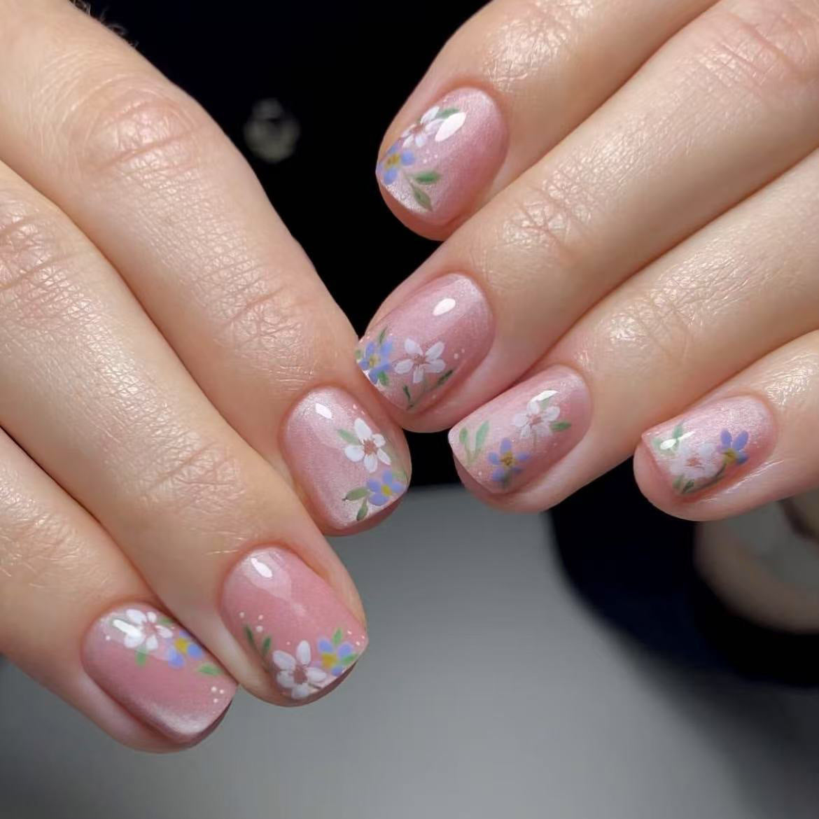 Pink Sweet Flower Nail 24 Pieces