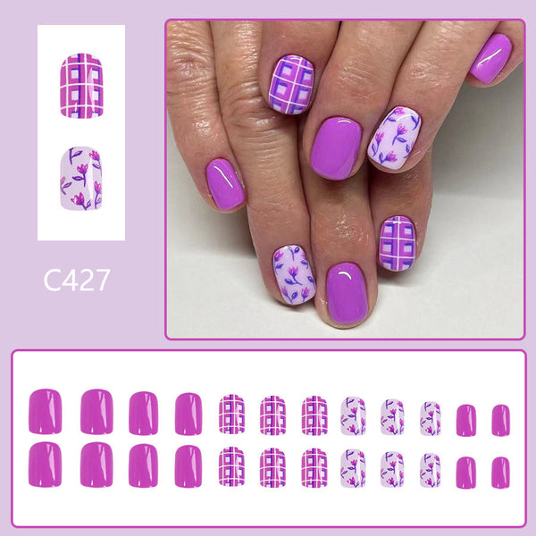 12 Sizes-24 Pcs Press On Nails C427