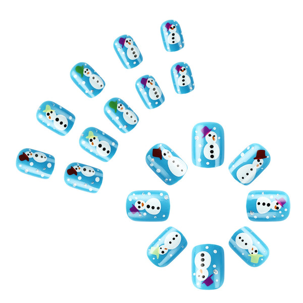 Colorful snowman manicure