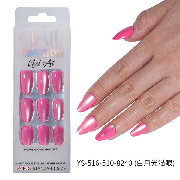 32 Pcs Aurora fine flash short almond manicure