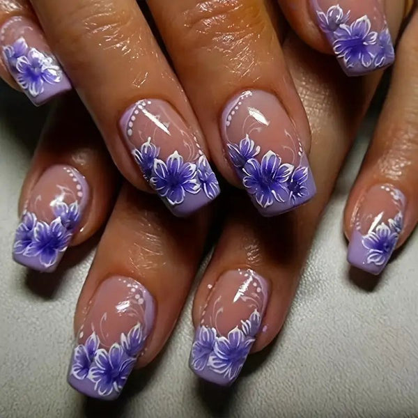 Plaid floral violet frais