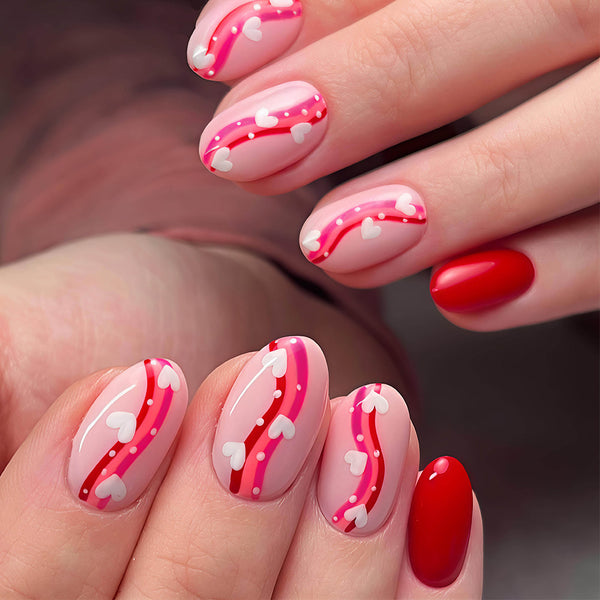 Striped heart red short round