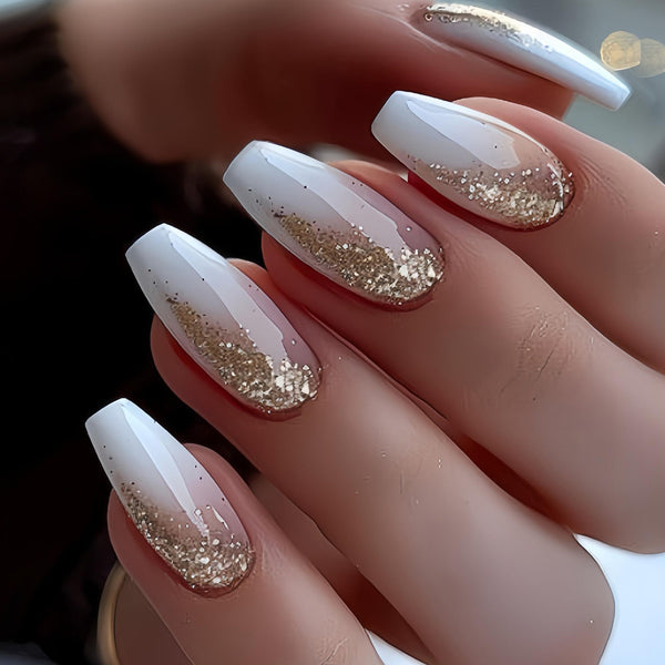 Milk white peach pink ombre gold glitter