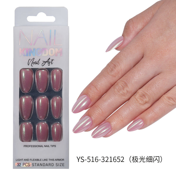 32 Pcs Aurora fine flash short almond manicure