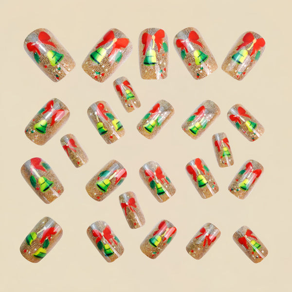 Square Christmas series fake nails