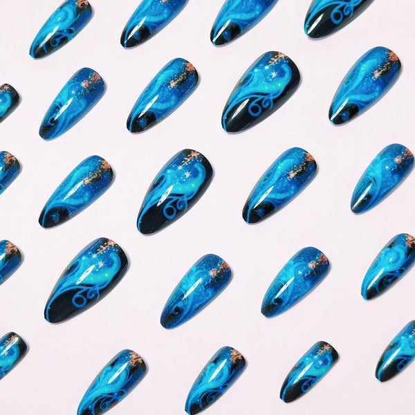 12 Sizes-24 Pcs Press On Nails Royal blue w-88