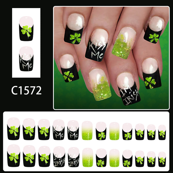 St. Patrick's Day Black French Green Clover