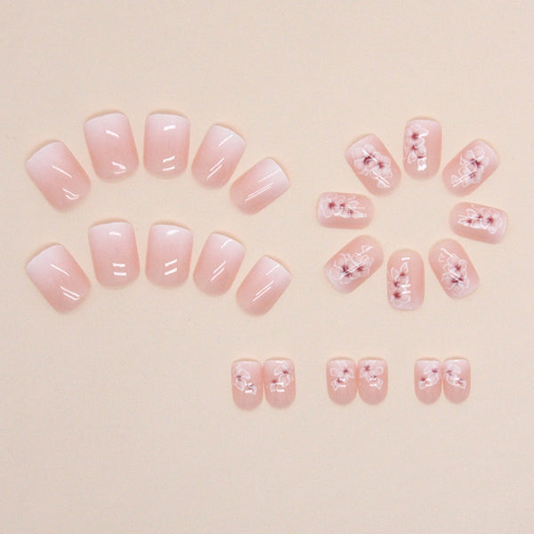 24pcs/Set Press On Nails Pink