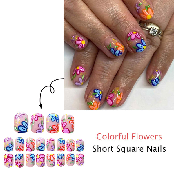 Colored Flowers Short Square