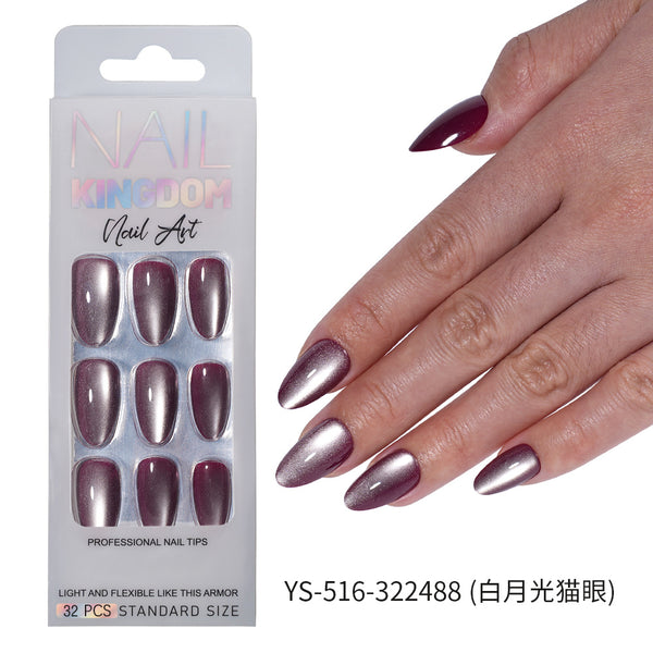 32 Pcs Aurora fine flash short almond manicure