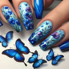 Ice blue iris butterfly press on nail