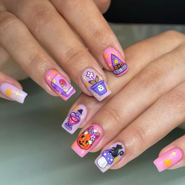 Pink purple cartoon hand painted halloween