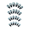 12 Sizes-24 Pcs Press On Nails Black w-320