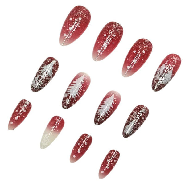 24pcs-set-press-on-nails christmas tree snowflake