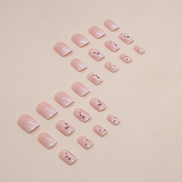 24pcs/Set Press On Nails Pink