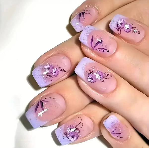 Plaid floral violet frais