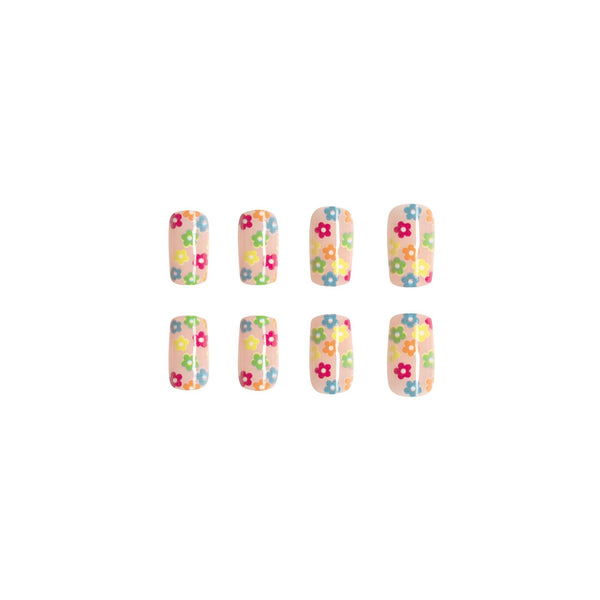 White small flower false nails