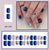 Dark blue plaid pumpkin hand-painted press ons