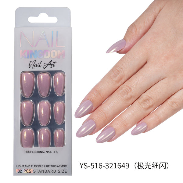 32 Pcs Aurora fine flash short almond manicure