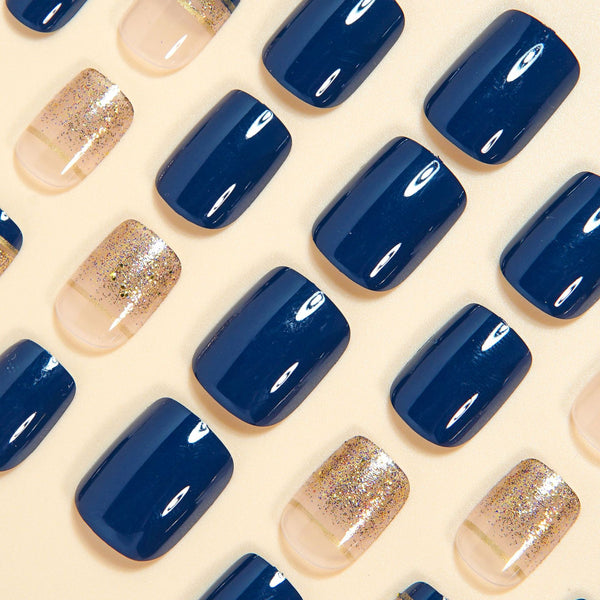 Gold foil tan French manicure