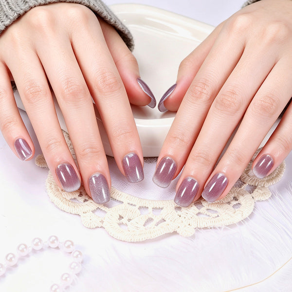 26 finger solid color cat eye no-bake manicure sticker