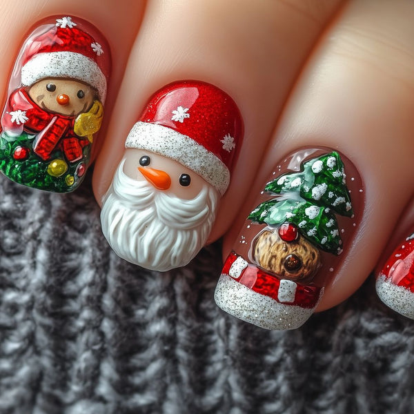 Santa Claus Gingerbread Man press on nail