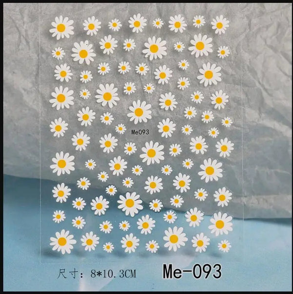 Nail Art Flower Daisy Embossed Stickers