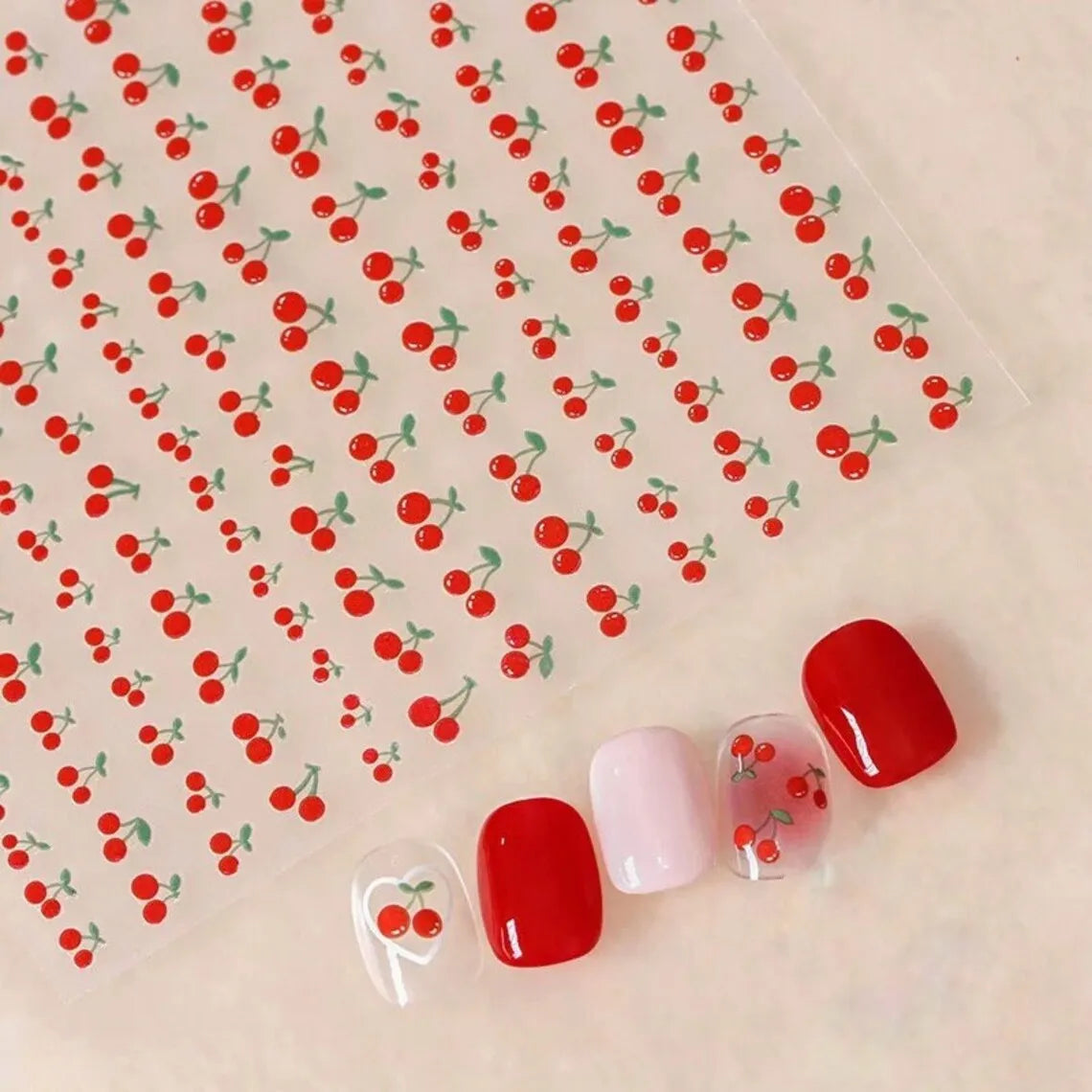 3D Sweet Cherry Fruit Nail Art Stickers