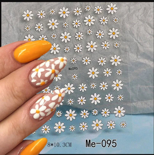 Nail Art Flower Daisy Embossed Stickers