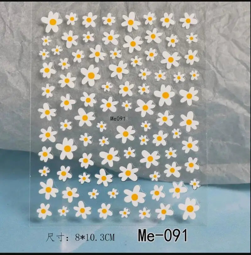 Nail Art Flower Daisy Embossed Stickers