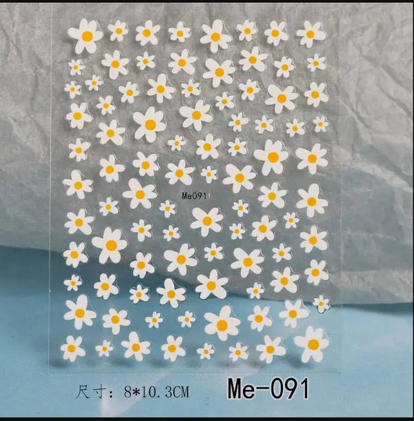 Nail Art Flower Daisy Embossed Stickers