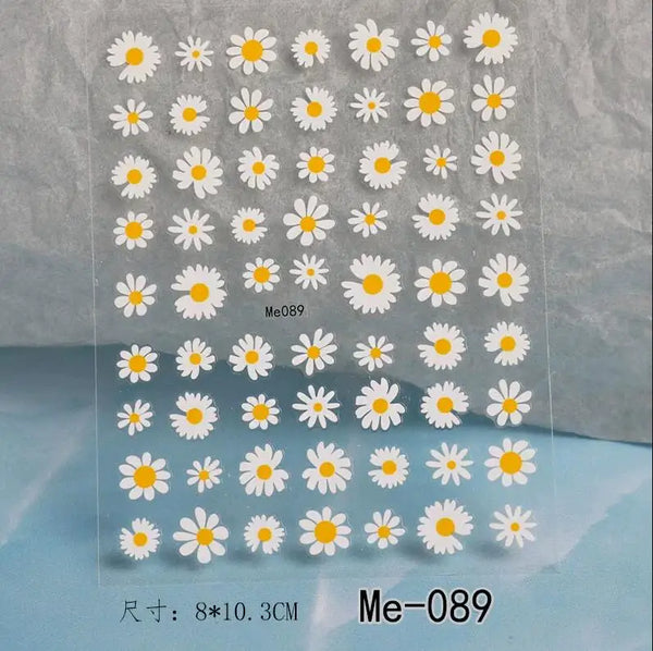 Nail Art Flower Daisy Embossed Stickers