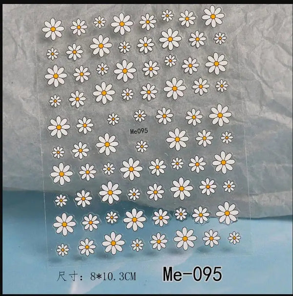 Nail Art Flower Daisy Embossed Stickers