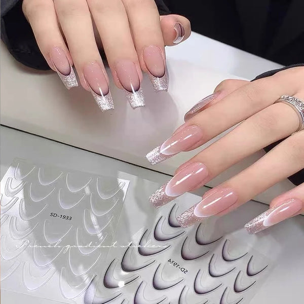 French Gradient Line Nail Art Stickers