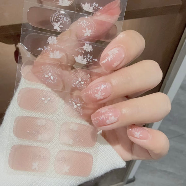 UV Gel Sticker Semi-cured White Camellia
