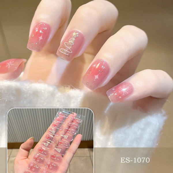 2026 New Christmas Gel Nail Sticker Lighting Harden Semi-Curing Nail Sticker
