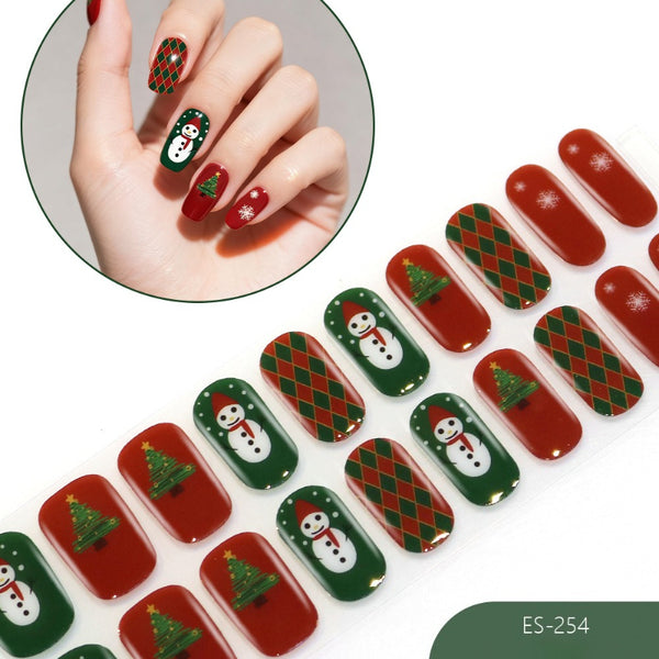 2026 New Christmas Gel Nail Sticker Lighting Harden Semi-Curing Nail Sticker
