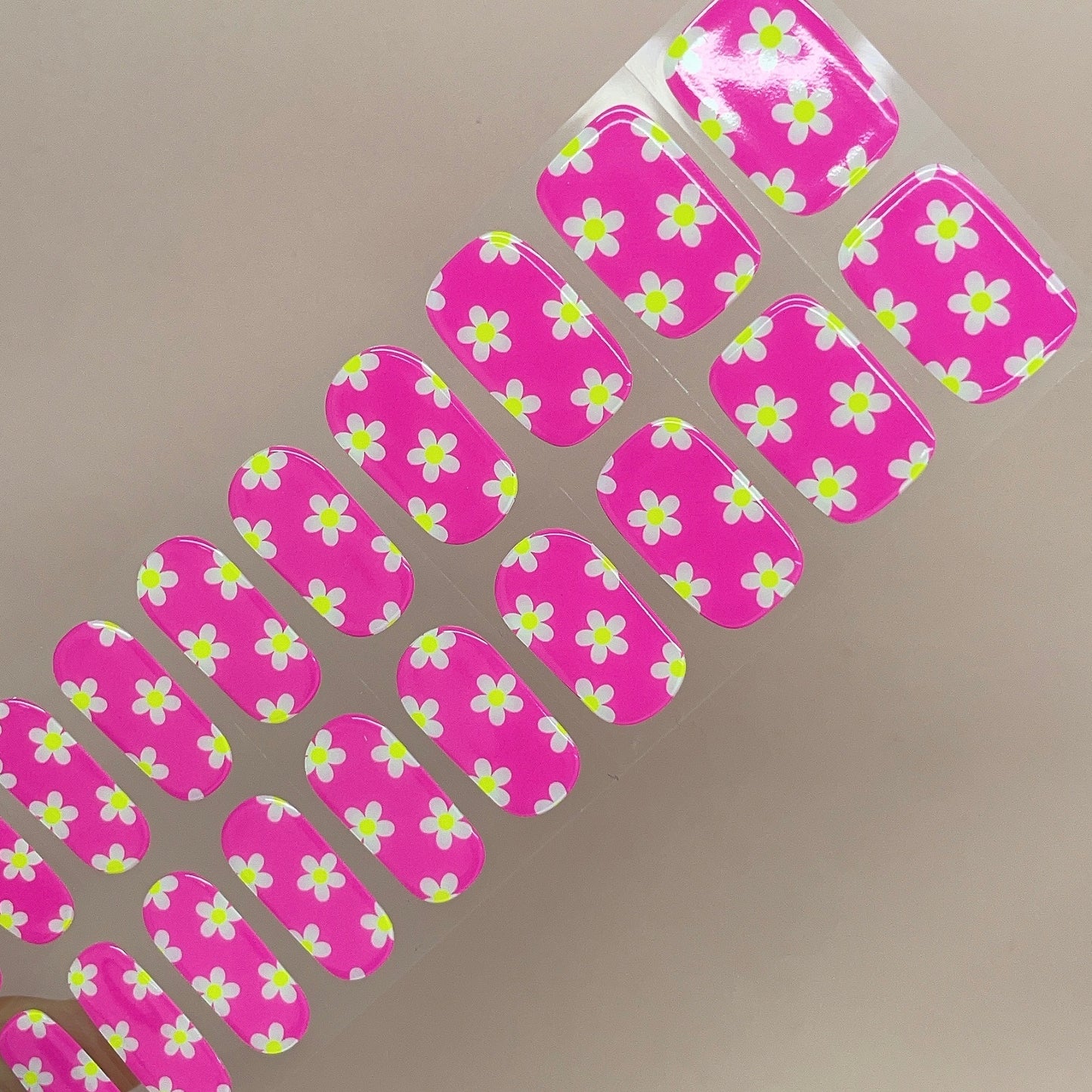 Semicured UV gel nail sticker pink
