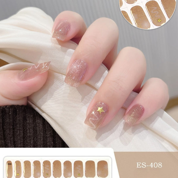 2026 New Christmas Gel Nail Sticker Lighting Harden Semi-Curing Nail Sticker