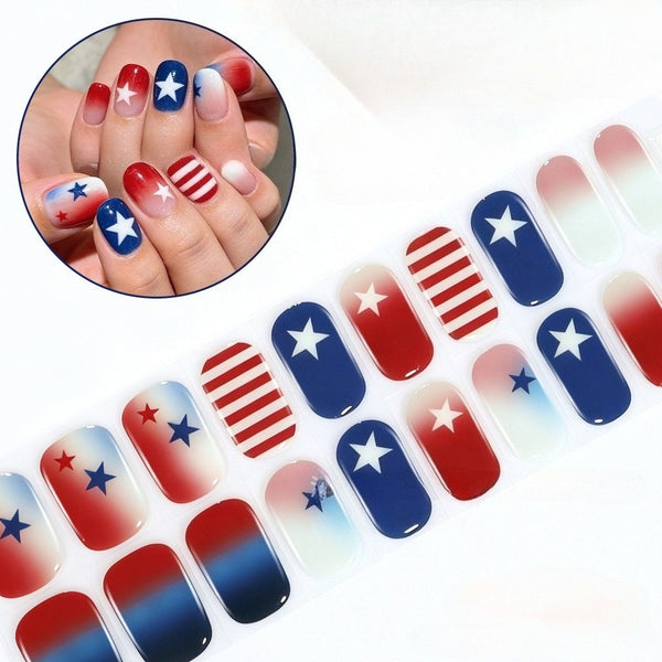 Independence Day 20 Finger Semi-Cure Gel Nail
