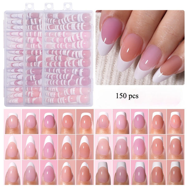 Five-color rectangular almond manicure 150 pieces