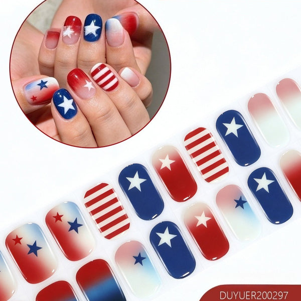 Independence Day 20 Finger Semi-Cure Gel Nail