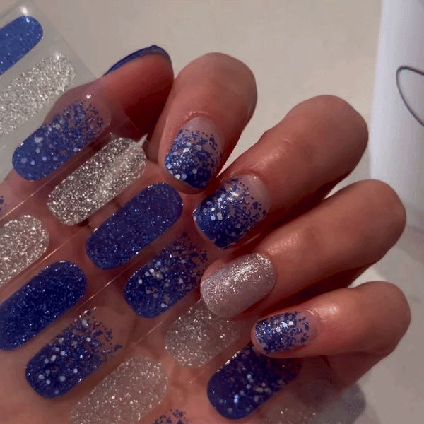 UV-free gel nail Blue Glitter