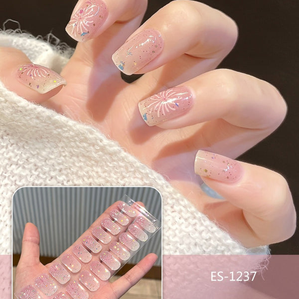 2026 New Christmas Gel Nail Sticker Lighting Harden Semi-Curing Nail Sticker