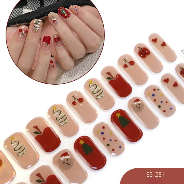 2026 New Christmas Gel Nail Sticker Lighting Harden Semi-Curing Nail Sticker