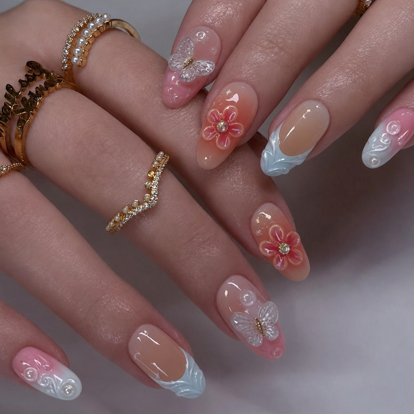30 pieces 3d pink ombre flowers