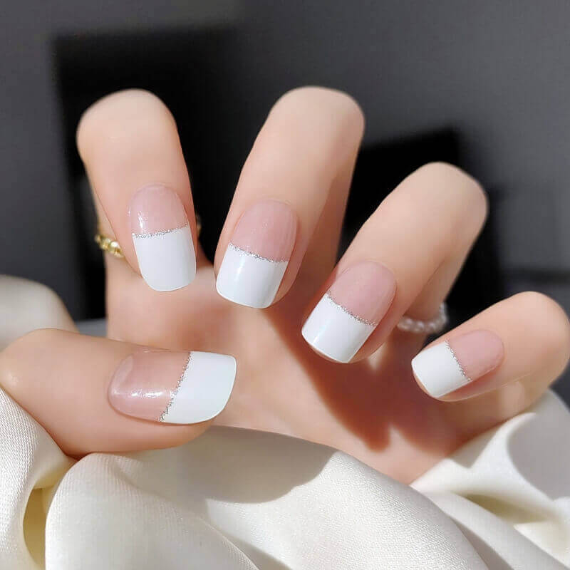 French White Edge Semi-Cured Gel Nail sticker